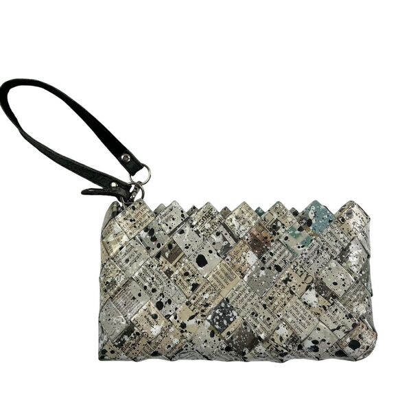 NAHUI OLLIN Candy Wrapper Purse Clutch Wristlet Newspaper Spatter - Picture 1 of 10